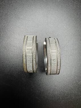 Milor 925 Sterling Silver Textured Hoop Earrings Wide Polished Fashion Jewelry